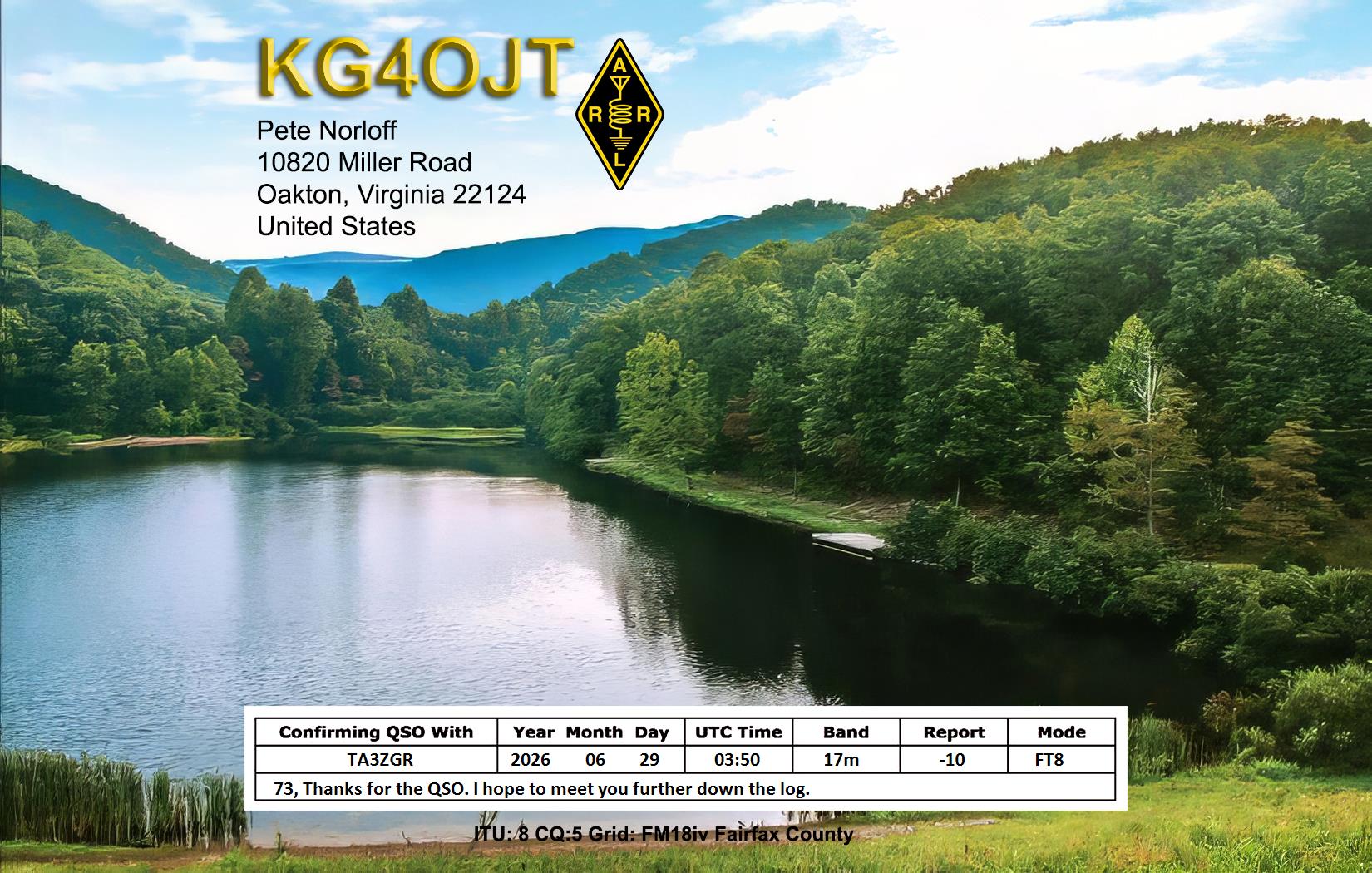 QSL KG4OJT