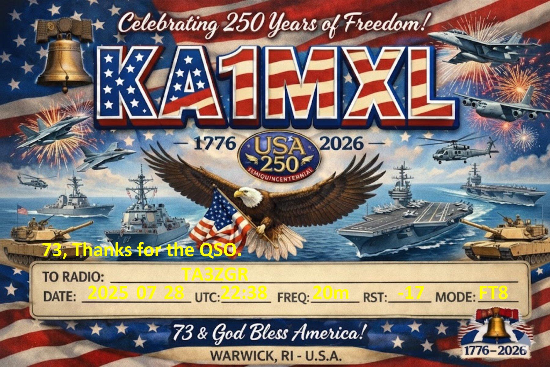 QSL KA1MXL