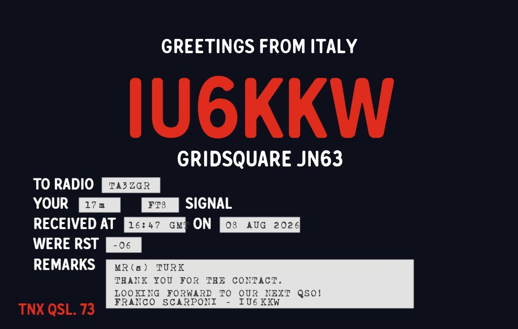 QSL IU6KKW