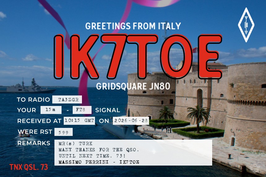QSL IK7TOE