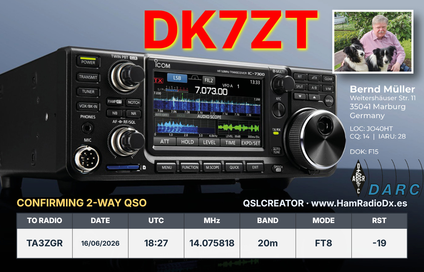 QSL DK7ZT